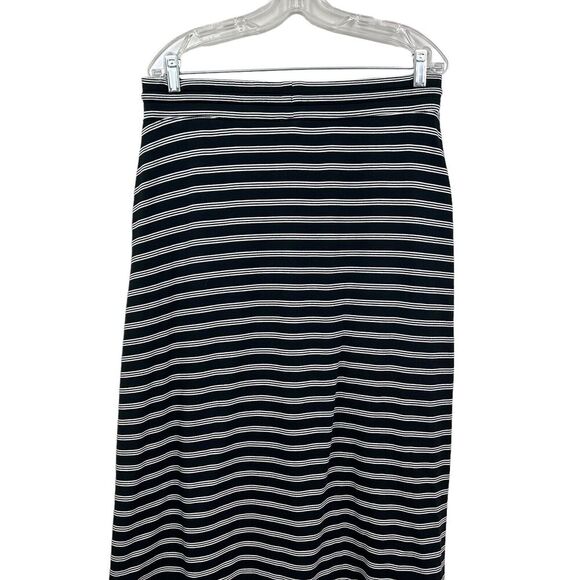 T by Talbots Womens Maxi Skirt Striped Stretch Drawstring Pockets Black White M - Picture 6 of 6